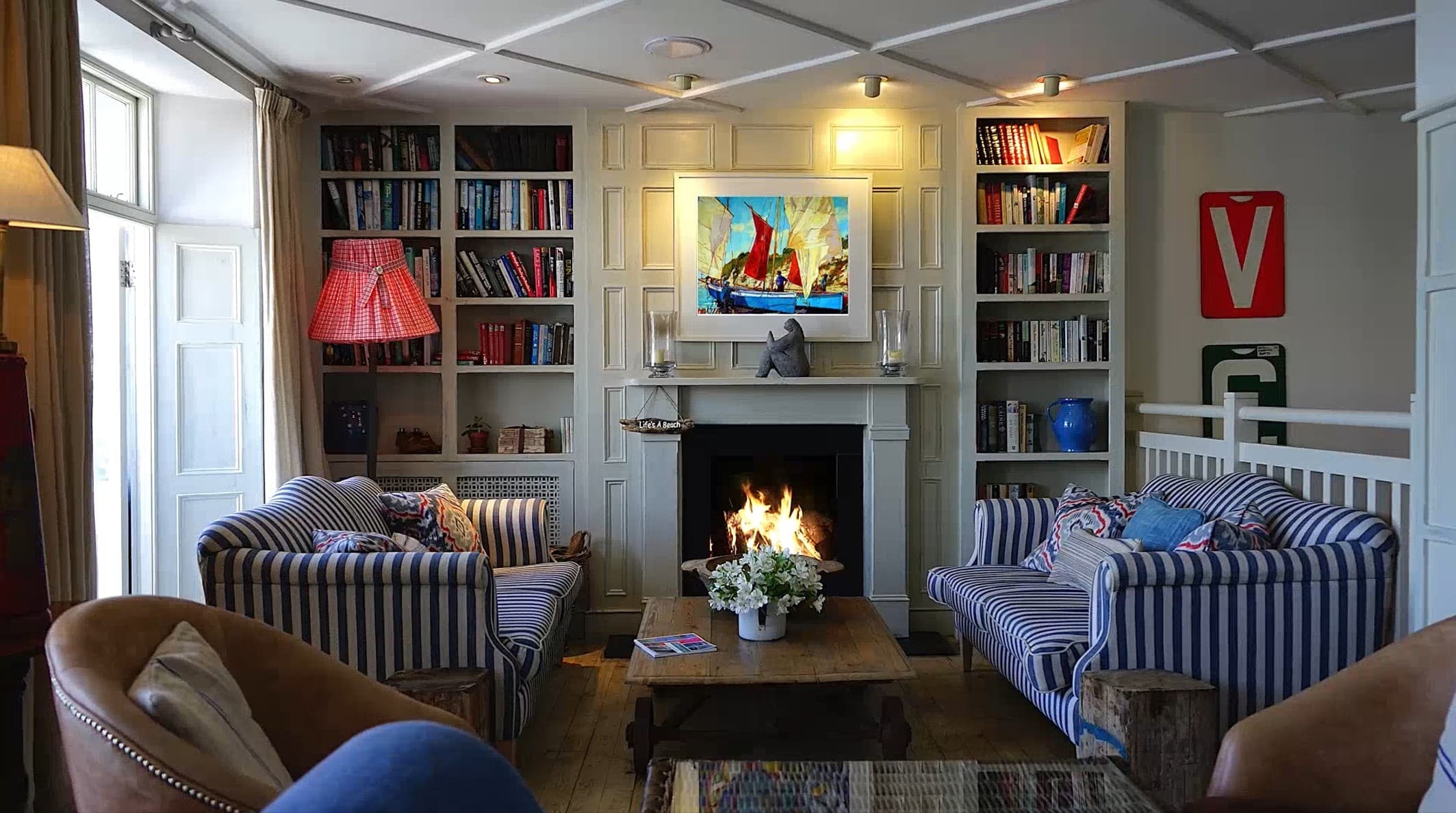 Beautiful residential home with warm lighting